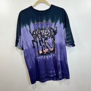 VTG Chaser‎ Blue KISS Destroyer Tie Dye Graphic T-Shirt Band Tee XL